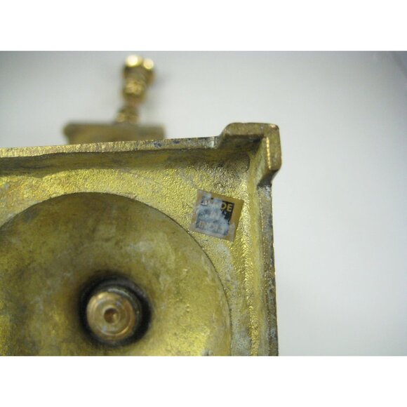 Vintage Brass Candlestick Holders Set of 2 Made in India Square Footed Base - Picture 7 of 10